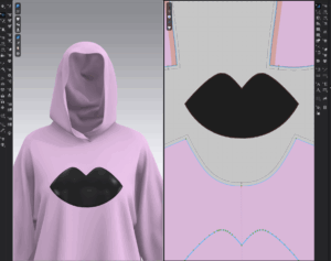 KaroLuo Oy:n Luppaset huppari 3D-mallinnusikkunassa